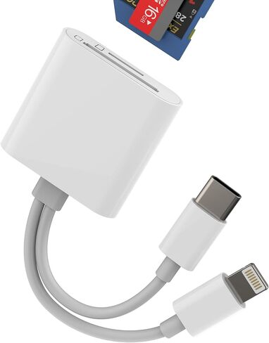 Lightning USB C إلى قارئ بطاقات SD لهاتف Iphone 17 16 15 Pro Max (2in2) محول عصا ذاكرة Micro SD للكاميرا الرقمية لمحول هاتف Apple TF ومنفذ TF لأجهزة Ipad متوافق مع Samsung S25 Fast Speed in Kuwait