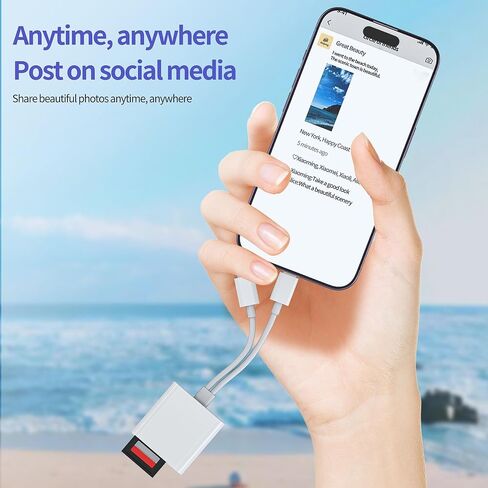 Lightning USB C إلى قارئ بطاقات SD لهاتف Iphone 17 16 15 Pro Max (2in2) محول عصا ذاكرة Micro SD للكاميرا الرقمية لمحول هاتف Apple TF ومنفذ TF لأجهزة Ipad متوافق مع Samsung S25 Fast Speed in Kuwait