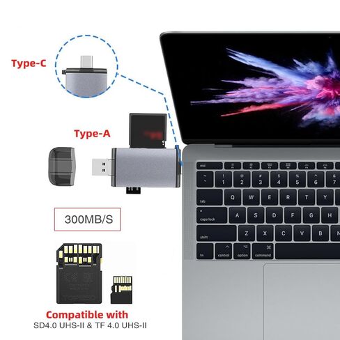قارئ بطاقات NFHK USB 3.0 إلى UHS-III UHS-II SD4.0 TF Micro-SD للكاميرا والكمبيوتر المحمول والكمبيوتر اللوحي والهاتف والكاميرا in Saudi Arabia