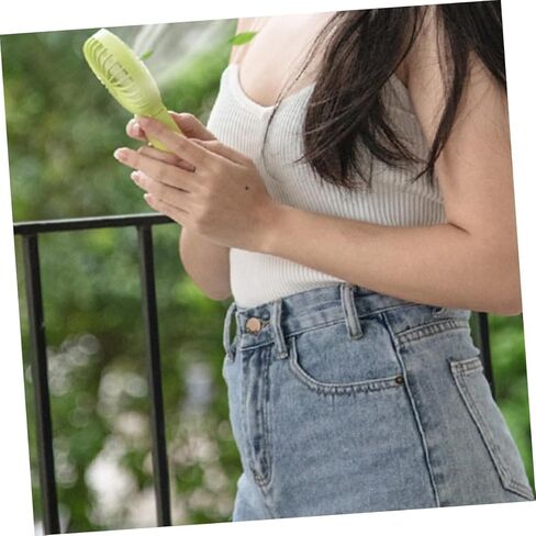 USB Rechargeable Folding Mini Handheld Fan for Home Office Travel, Fluorescent Green Compact Portable USB Fan with Quiet Operation and Adjustable Speed in Saudi Arabia