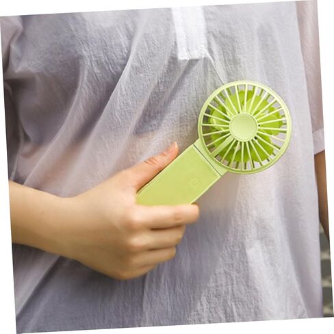 USB Rechargeable Folding Mini Handheld Fan for Home Office Travel, Fluorescent Green Compact Portable USB Fan with Quiet Operation and Adjustable Speed in Saudi Arabia