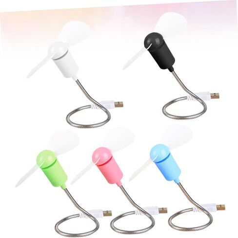 housoutil 5pcs USB Mini Fans مجموعة تبريد هادئة مرنة للكمبيوتر، مراوح مكتب صغيرة محمولة قابلة للتعديل للمكتب والسفر، لون عشوائي in Kuwait