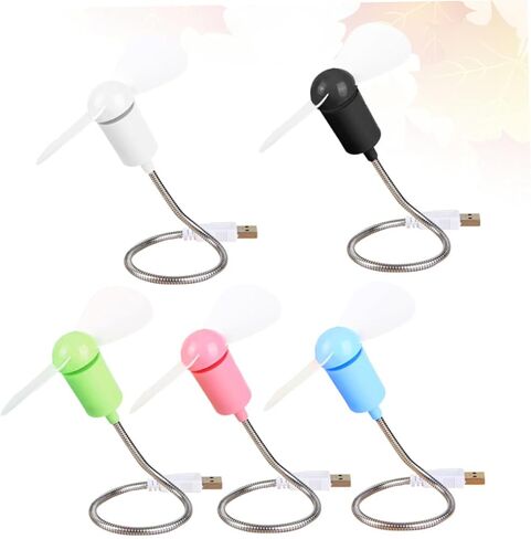 housoutil 5pcs USB Mini Fans مجموعة تبريد هادئة مرنة للكمبيوتر، مراوح مكتب صغيرة محمولة قابلة للتعديل للمكتب والسفر، لون عشوائي in Kuwait