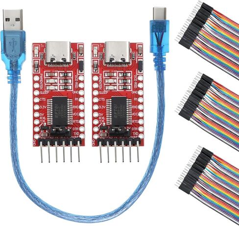 2PCS Mini USB to TTL Serial Converter Adapter, 3.3V/5.5V FTDI Breakout Board with Jumper Wires Type-c Cable in Saudi Arabia