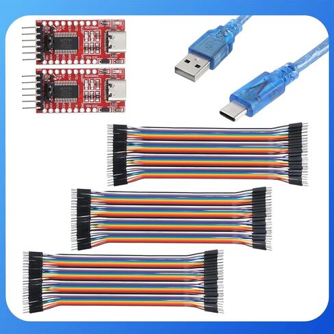 2PCS Mini USB to TTL Serial Converter Adapter, 3.3V/5.5V FTDI Breakout Board with Jumper Wires Type-c Cable in Saudi Arabia