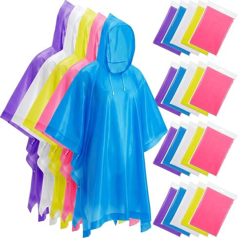 Zhehao 20 Pcs Rain Ponchos for Adult Reusable Waterproof Plastic Rain Coat in Saudi Arabia