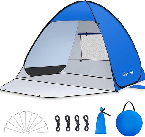 Glymnis Pop Up Beach Tent Instant Portable Sun Shade Shelter (S) 1-2 Persons UPF 50+ with Extendable Floor Zipper Door Automatic Easy Up Tent in Saudi Arabia
