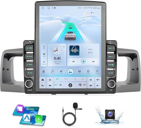 راديو سيارة Android 15 مقاس 9.7 بوصات متوافق مع Toyota Corolla 2003-2008 (إصدار غير J.B.L)، CarPlay/Android Auto، 2G+64G، GPS، Bluetooth 5.1، دعم التحكم في عجلة القيادة وكاميرا احتياطية in Kuwait