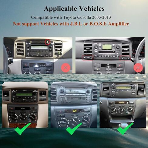 راديو سيارة Android 15 مقاس 9.7 بوصات متوافق مع Toyota Corolla 2003-2008 (إصدار غير J.B.L)، CarPlay/Android Auto، 2G+64G، GPS، Bluetooth 5.1، دعم التحكم في عجلة القيادة وكاميرا احتياطية in Kuwait