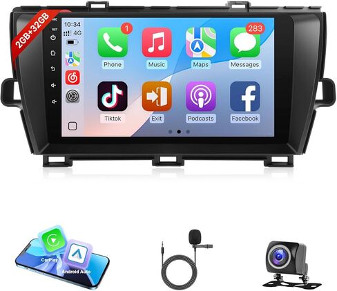 Leadfan Carplay لسيارة Toyota Prius 2010 2011 2012 2013 2014 2015 راديو السيارة، شاشة لمس 9 بوصة ستيريو لسيارة Prius Wireless Carplay Android Auto WiFi GPS Bluetooth FM SWC+كاميرا احتياطية (بدون JBL وشاشة كبيرة) in Kuwait