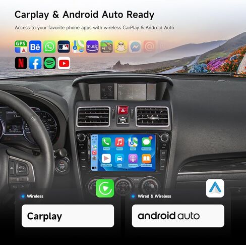 وحدة رأس ستيريو للسيارة Dasaita 8GB+256GB لسيارة Subaru Forester 2015-2018 WRX 2016-2021، CarPlay Android Auto، Android 13 GPS Navigation، شاشة QLED 8 بوصة، مقابض/أزرار/تحكم صوتي، التوصيل والتشغيل in Saudi Arabia