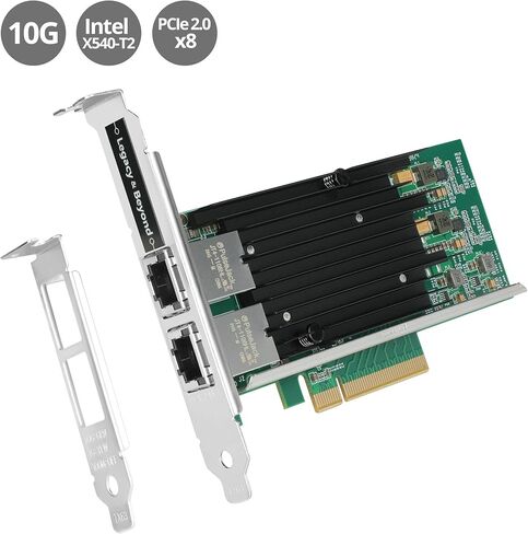 SIIG Dual Port 10G Gigabit Ethernet PCIe Network Card, PCIe 2.0 x8 to Dual RJ-45 Port, Intel X540-T2 Chipset, Extra Large Heat Sink, Dual-Profile Brackets (LB-GE0311-S1) in Saudi Arabia