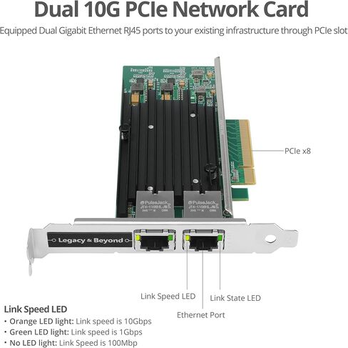 SIIG Dual Port 10G Gigabit Ethernet PCIe Network Card, PCIe 2.0 x8 to Dual RJ-45 Port, Intel X540-T2 Chipset, Extra Large Heat Sink, Dual-Profile Brackets (LB-GE0311-S1) in Saudi Arabia
