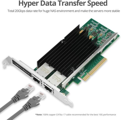 SIIG Dual Port 10G Gigabit Ethernet PCIe Network Card, PCIe 2.0 x8 to Dual RJ-45 Port, Intel X540-T2 Chipset, Extra Large Heat Sink, Dual-Profile Brackets (LB-GE0311-S1) in Saudi Arabia