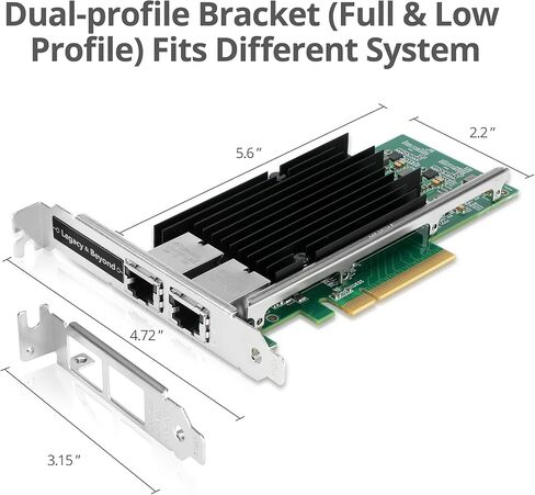 SIIG Dual Port 10G Gigabit Ethernet PCIe Network Card, PCIe 2.0 x8 to Dual RJ-45 Port, Intel X540-T2 Chipset, Extra Large Heat Sink, Dual-Profile Brackets (LB-GE0311-S1) in Saudi Arabia