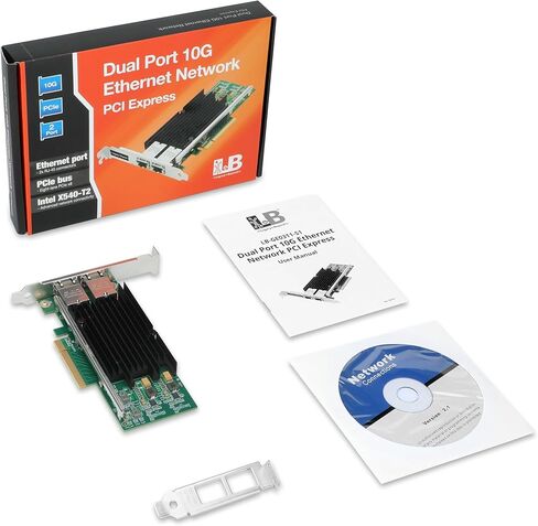 SIIG Dual Port 10G Gigabit Ethernet PCIe Network Card, PCIe 2.0 x8 to Dual RJ-45 Port, Intel X540-T2 Chipset, Extra Large Heat Sink, Dual-Profile Brackets (LB-GE0311-S1) in Saudi Arabia