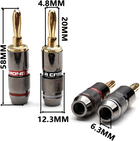 100pcs 4mm Pure Copper Gold Plated Banana Connector in Saudi Arabia