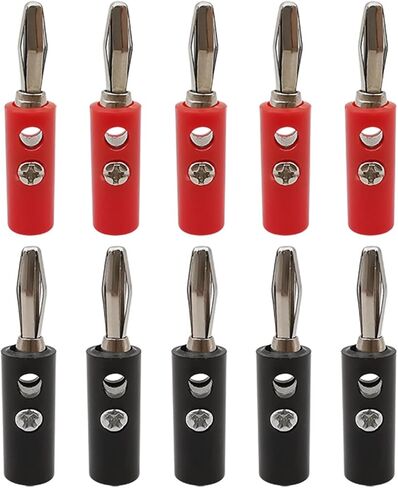Red and Black 4mm Banana Connector Screw Locking Solderless Test Plugs Wire Cable Connectors 4mm Bananas Male(10Pair) in Saudi Arabia