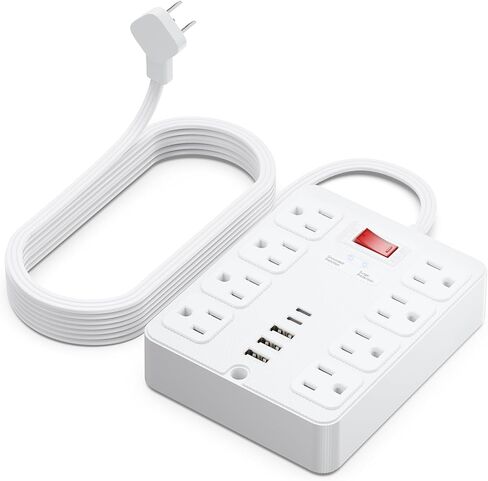 13 في 1 قطاع الطاقة الواقي من التيار المتردد، 8 منافذ تيار متردد على نطاق واسع، 3 منافذ USB، سلك تمديد 1250 وات/10 أمبير، 5 أقدام مع منافذ متعددة، موسع مكتب للنوم، المنزل، السفر، أساسيات المكتب، مدرج في قائمة ETL in Saudi Arabia