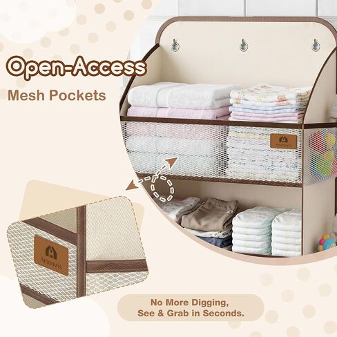 منظم فوق الباب مع مساحة تخزين كبيرة للحفاضات ونافذة شبكية، لأساسيات الأطفال وغرف الأطفال، مساحة تخزين معلقة بوزن 55 رطلًا للخزانة والحمام وغرفة النوم والنوم - 12 جيبًا in Kuwait
