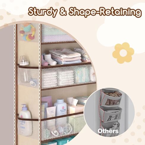 منظم فوق الباب مع مساحة تخزين كبيرة للحفاضات ونافذة شبكية، لأساسيات الأطفال وغرف الأطفال، مساحة تخزين معلقة بوزن 55 رطلًا للخزانة والحمام وغرفة النوم والنوم - 12 جيبًا in Kuwait