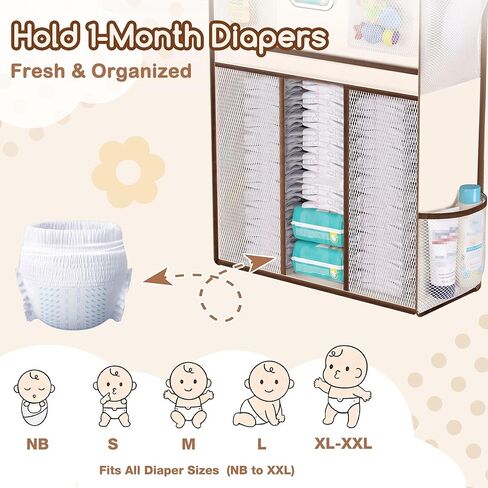 منظم فوق الباب مع مساحة تخزين كبيرة للحفاضات ونافذة شبكية، لأساسيات الأطفال وغرف الأطفال، مساحة تخزين معلقة بوزن 55 رطلًا للخزانة والحمام وغرفة النوم والنوم - 12 جيبًا in Kuwait