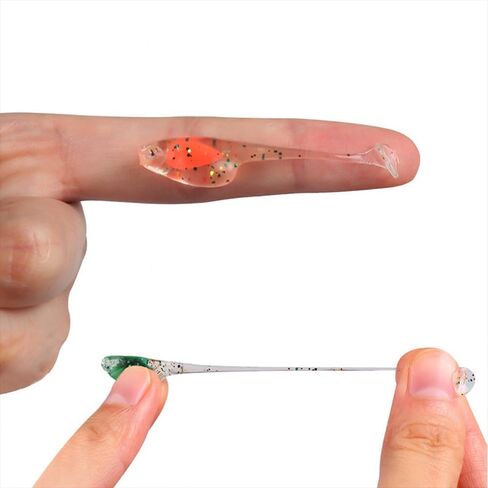 37pcs Mini Transparent Fishing Baits with Colorful Round Lead Hooks - 5cm T-Tail Soft Wobbler Lures for Freshwater & Saltwater, Bionic Maggot Bait Set in Saudi Arabia