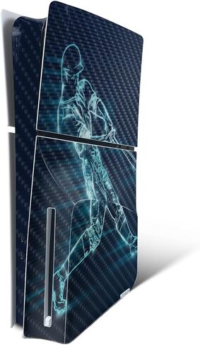 غلاف من ألياف الكربون من MightySkins لجهاز PS5 Playstation 5 Slim Disc Edition فقط - حماية بيسبول متوهجة، لمسة نهائية متينة من ألياف الكربون سهلة الاستخدام، صنع في الولايات المتحدة الأمريكية in Kuwait