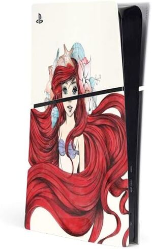 ملصق Skinit المخصص للألعاب متوافق مع وحدة التحكم PS5 Slim Digital Edition - مرخص رسميًا من Disney The Little Mermaid Ariel جزء من تصميم عالمك in Kuwait