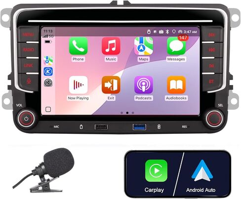 راديو تلقائي لسيارة VW Volkswagen Jetta Golf Passat Tiguan Seat Touran Skoda Wireless CarPlay Car Stereo، 7 بوصات Android Auto IPS، 16EQ DSP، Bluetooth5.0، FM، كاميرا احتياطية لراديو Jetta in Saudi Arabia