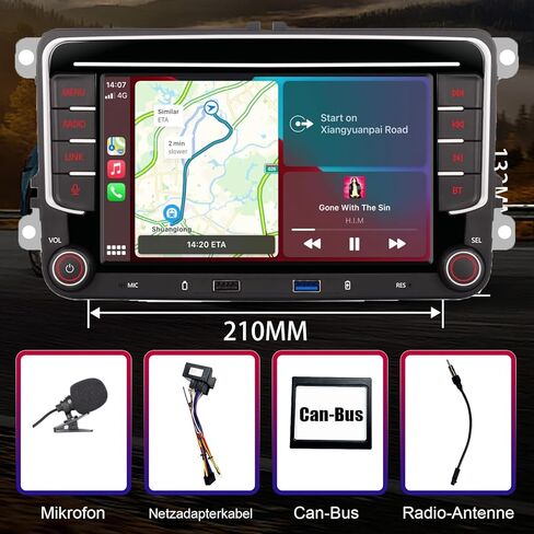راديو تلقائي لسيارة VW Volkswagen Jetta Golf Passat Tiguan Seat Touran Skoda Wireless CarPlay Car Stereo، 7 بوصات Android Auto IPS، 16EQ DSP، Bluetooth5.0، FM، كاميرا احتياطية لراديو Jetta in Saudi Arabia