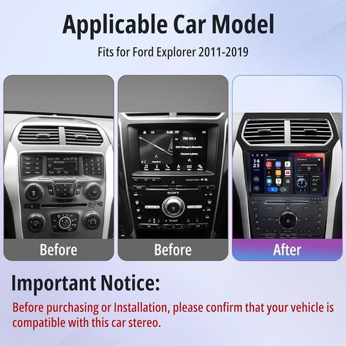 ترقية ستيريو راديو السيارة لسيارة Ford Explorer 2011-2019 مع Qualcomm 8 Core 4GB+64GB Wireless CarPlay Android Auto، 10.1 بوصة Ford Explorer Stereo Bulid في EQ، DSP، Bluetooth، FM، AM، كاميرا احتياطية، SWC، WiFi، GPS. in Kuwait