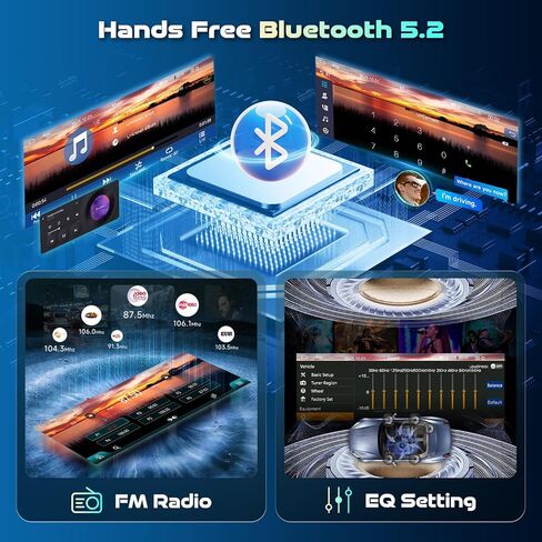 Single DIN Wireless Car Stereo with Wireless CarPlay & Android Auto, 6.9" in-Cell IPS Touchscreen, Bluetooth 5.2 Hands-Free, FM Radio, Steering Wheel Control, Backup Camera Included in Saudi Arabia