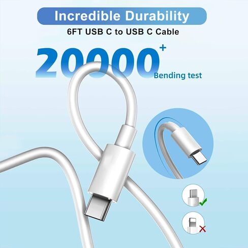 40W USB C Charger for Apple iPhone 17/16/15, 2Pack 6FT USB C to C Cord Cable&iPhone Charger Fast Charging Block for iPhone 17/17 Pro/17 Pro Max/Air/16/16E/16 Pro/16 Pro Max/16 Plus/15/15 Pro Max/iPad in Saudi Arabia