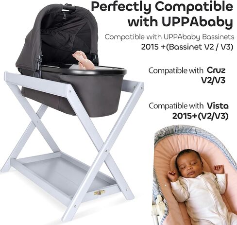Bassinet Stand,Compatible with UPPAbaby Bassinets Since 2015,Bonus Storage Bag Included,One-Touch Open and Close,Secured with reinforced clamps,comfortable sleeping space for your little one in Saudi Arabia