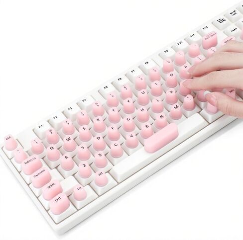 70 Pcs Raised Keyboard Stickers for Long Nails with Letters, Soft Silicone Keyboard Bubbles for Women,Reusable Adhesive Protective Type Long Nail Keyboard Stickers for Desktop-Pink in Saudi Arabia