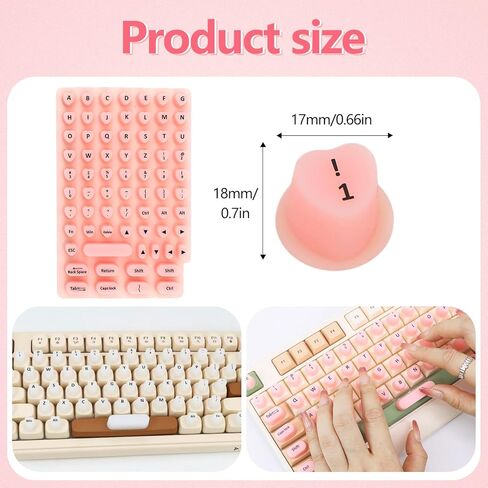 70 Pcs Raised Keyboard Stickers for Long Nails with Letters, Soft Silicone Keyboard Bubbles for Women,Reusable Adhesive Protective Type Long Nail Keyboard Stickers for Desktop-Pink in Saudi Arabia