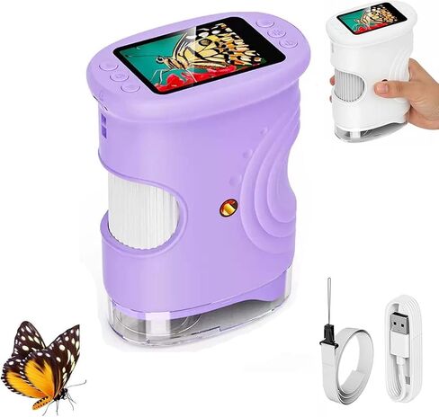 2026 Upgraded Portable Mini Pocket Microscope with 4k 2.0" Screen, 1000X Handheld Microscope, Digital Magnifying Glass Scope Science Kits for Home School Lab(Purple) in Saudi Arabia