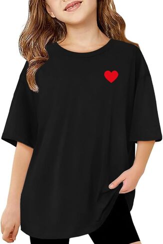 ZDC Girls Short Sleeve T Kids Summer Summer Tops Eversize Strendy Crewneck Tees 5-14y in Kuwait