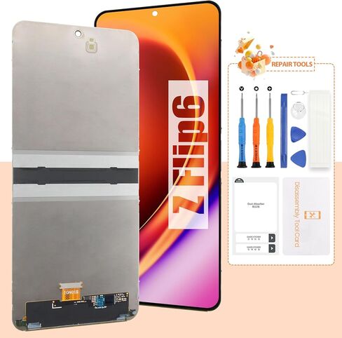 شاشة بديلة لشاشة Samsung Galaxy Z Flip 6 5G لشاشة Samsung Z Flip 6 LCD SM-F741B، SM-F741U، SM-F741W أجزاء إصلاح مجموعة التحويل الرقمي التي تعمل باللمس (أسود بدون إطار) in Saudi Arabia