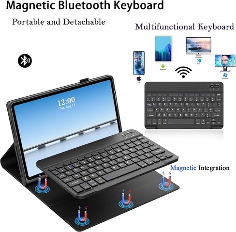 حافظة لوحة مفاتيح قابلة للفصل لجهاز Lenovo Idea Tab 11 بوصة 2025 (TB336FU/TB336ZU)، حافظة لوحة مفاتيح مغناطيسية لجهاز Lenovo Idea Tab 11 بوصة 2025 مع حامل قلم، 3 زوايا للتعديل، أسود in Kuwait