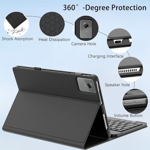 حافظة لوحة مفاتيح قابلة للفصل لجهاز Lenovo Idea Tab 11 بوصة 2025 (TB336FU/TB336ZU)، حافظة لوحة مفاتيح مغناطيسية لجهاز Lenovo Idea Tab 11 بوصة 2025 مع حامل قلم، 3 زوايا للتعديل، أسود in Kuwait