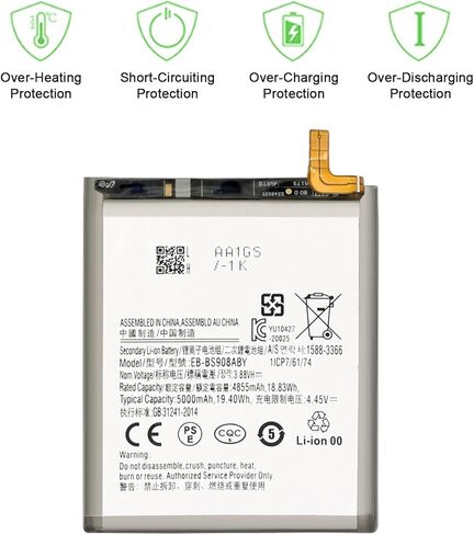 5000mAh for Samsung Galaxy S22 Ultra 5GReplacement Battery,EB-BS908ABY Battery Upgraded S22 Ultra 5G SM-S908U SM-S908U1 SM-S9080 SM-S908E/DS SM-S908B/DS Battery with Adhesive Tape Tool Repair Kit in Saudi Arabia