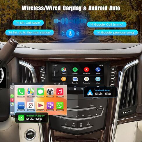 Android 13 Car Radio for Cadillac Escalade 2013-2020 Compatible with ATS XTS SRX, Support Wireless Carplay& Android Auto/Touch Screen/Bluetooth/Navigation/FM Radio/Heating Seat/WiFi/Air Control/DSP in Kuwait