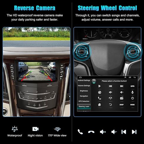 Android 13 Car Radio for Cadillac Escalade 2013-2020 Compatible with ATS XTS SRX, Support Wireless Carplay& Android Auto/Touch Screen/Bluetooth/Navigation/FM Radio/Heating Seat/WiFi/Air Control/DSP in Kuwait