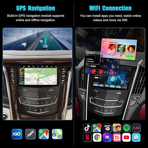 Android 13 Car Radio for Cadillac Escalade 2013-2020 Compatible with ATS XTS SRX, Support Wireless Carplay& Android Auto/Touch Screen/Bluetooth/Navigation/FM Radio/Heating Seat/WiFi/Air Control/DSP in Kuwait