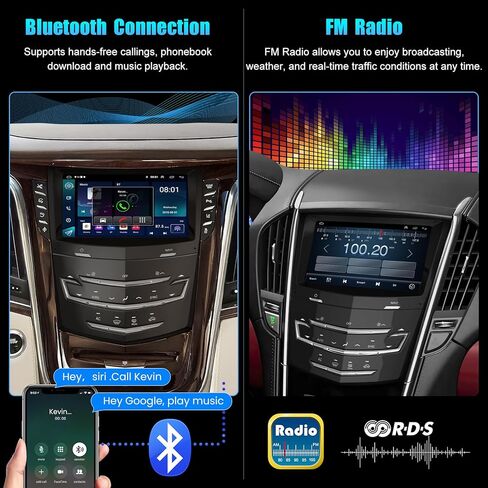 Android 13 Car Radio for Cadillac Escalade 2013-2020 Compatible with ATS XTS SRX, Support Wireless Carplay& Android Auto/Touch Screen/Bluetooth/Navigation/FM Radio/Heating Seat/WiFi/Air Control/DSP in Kuwait