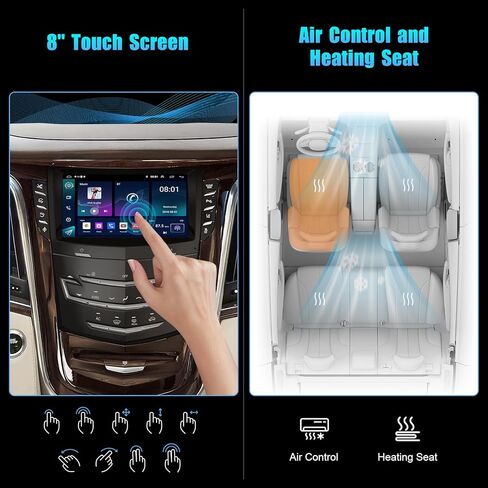 Android 13 Car Radio for Cadillac Escalade 2013-2020 Compatible with ATS XTS SRX, Support Wireless Carplay& Android Auto/Touch Screen/Bluetooth/Navigation/FM Radio/Heating Seat/WiFi/Air Control/DSP in Kuwait