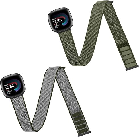 حزام كاحل/ذراع رياضي من النايلون متوافق مع Fitbit Versa 4/Fitbit Versa 3 /Fitbit Sense 2/Fitbit Sense Bands، حزام ذراع مجدول مرن من النايلون بديل لحزام الكاحل للنساء والرجال in Kuwait