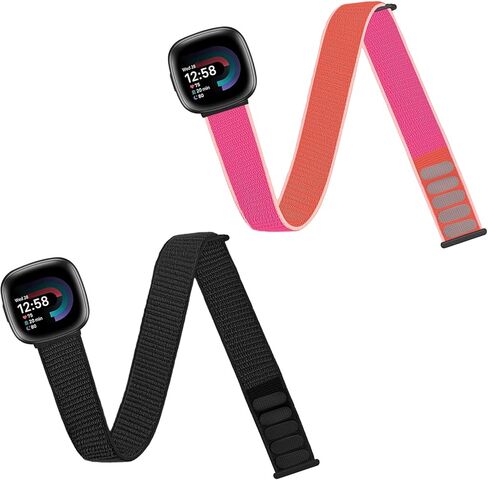حزام كاحل/ذراع رياضي من النايلون متوافق مع Fitbit Versa 4/Fitbit Versa 3 /Fitbit Sense 2/Fitbit Sense Bands، حزام ذراع مجدول مرن من النايلون بديل لحزام الكاحل للنساء والرجال in Kuwait